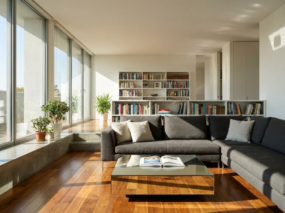 Living room after professional cleaning