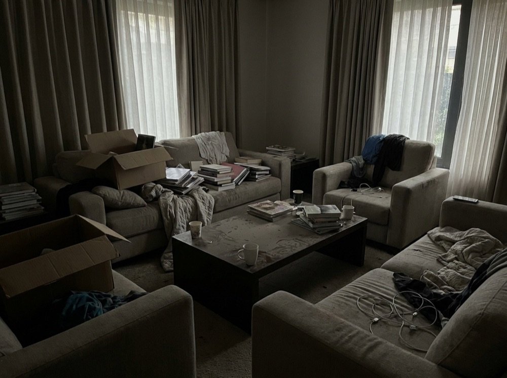 Living room before professional cleaning