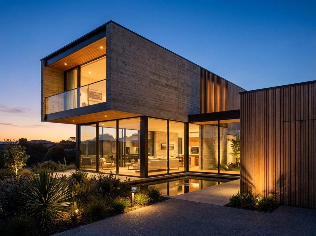 Fachada moderna de proyecto residencial